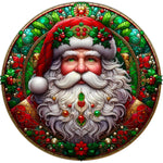 Jeweled Stained Glass Santa Claus Spare Tire Cover- Jeep, Bronco, RV, Camper & More