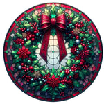 Stained Glass Christmas Wreath Spare Tire Cover - Jeep, Bronco, RV, Camper & More