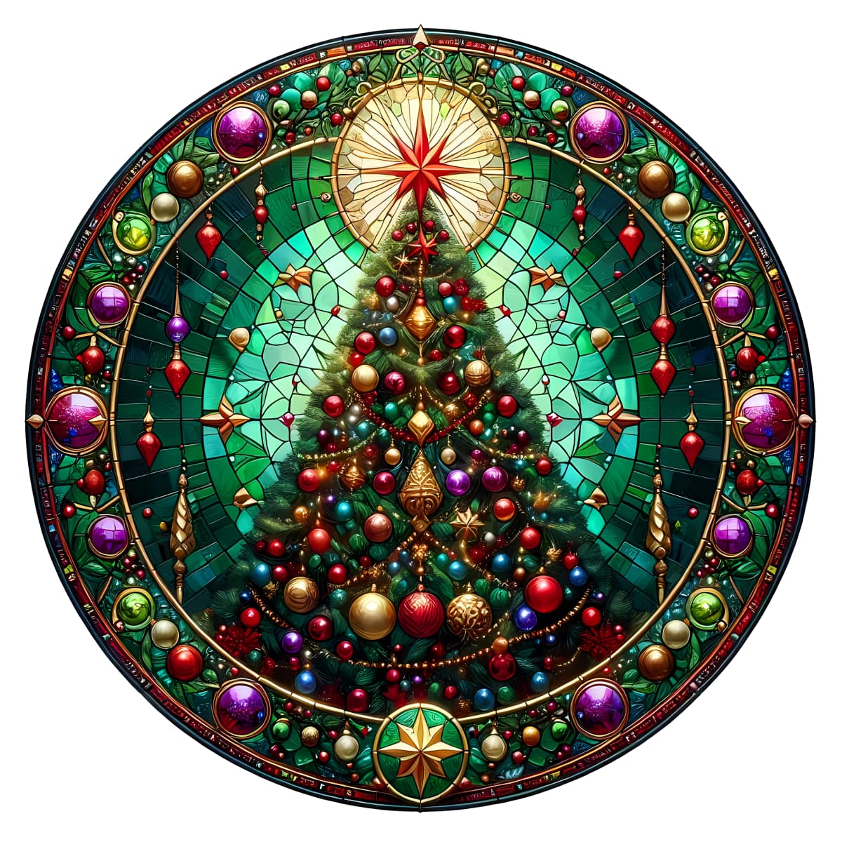 Stained Glass Christmas Tree Spare Tire Cover - Jeep, Bronco, RV, Camper & More