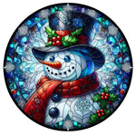 Stained Glass Snowman Spare Tire Cover - Jeep, Bronco, RV, Camper & More