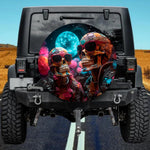 The "Lunar Lovers" Floral Skull Spare Tire Cover