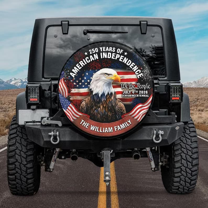 Custom Family Name Spare Tire Cover - 250th Anniversary July 4th 2026