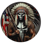 Native American Chief Punisher Skull Spare Tire Cover