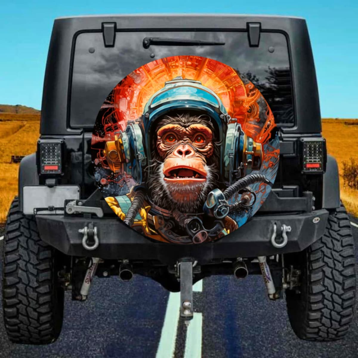 Vibrant Explosion Space Ape Custom Spare Tire Skin