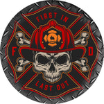 Firefighter Skull First In Last Out Spare Tire Cover