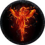 Flaming Phoenix Goddess with Wings Spare Tire Cover