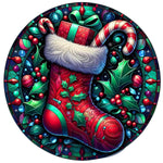 Stained Glass Christmas Stocking Spare Tire Cover - Jeep, Bronco, RV, Camper & More