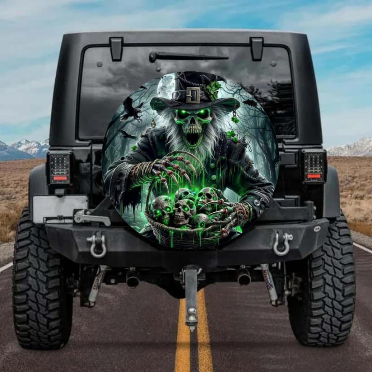 Detailed Horror Skull Collector Spare Tire Cover