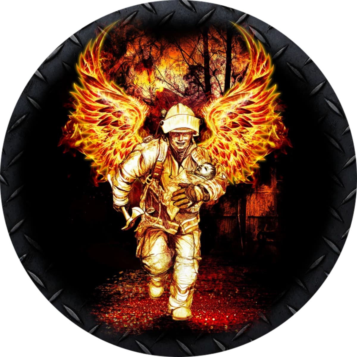 Firefighter Angel Wings Spare Tire Cover