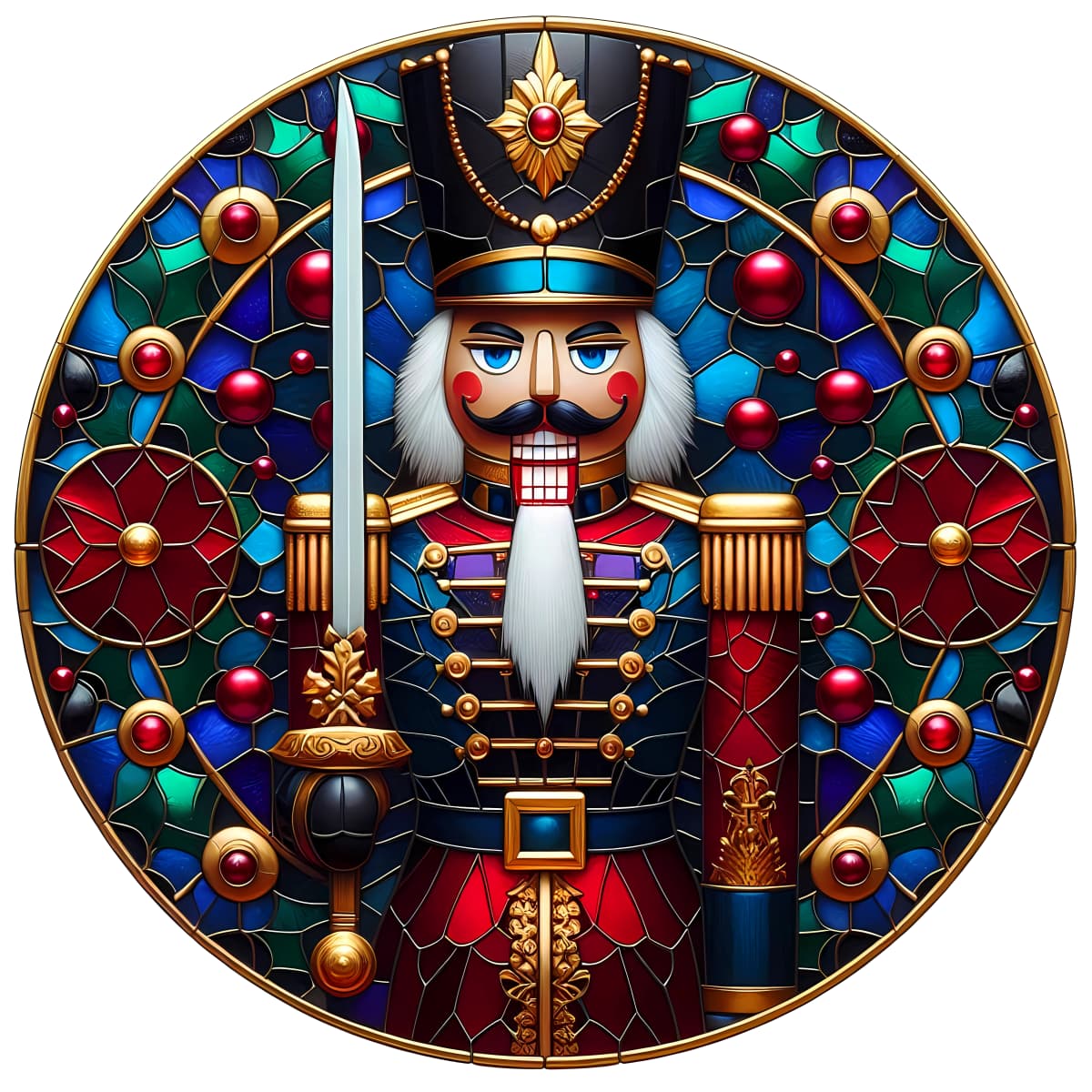 Stained Glass Nutcracker Spare Tire Cover - Jeep, Bronco, RV, Camper & More