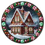 Stained Glass Gingerbread House Spare Tire Cover - Jeep, Bronco, RV, Camper & More