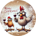 Holiday Country Farmhouse Rustic Sand Wine Drinking Chicken Spare Tire Cover - Jeep, Bronco, RV, Camper & More
