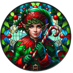 Stained Glass Christmas Elf Spare Tire Cover - Jeep, Bronco, RV, Camper & More