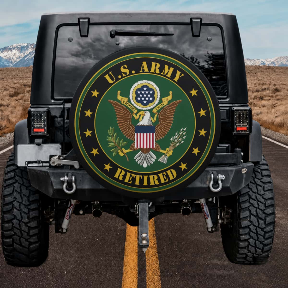 United States Army Retired Eagle Emblem Green Military Spare Tire Cover