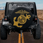 Official United States Marine Corps Gold EGA Matte Black Spare Tire Cover