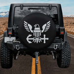 Patriotic Silver Eagle and Anchor Military Emblem Spare Tire Cover