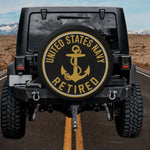 US Navy Veteran Retired Fouled Anchor Military Spare Tire Cover