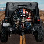 Patriotic Western Outlaw Pistol Skull Vintage US Flag SUV Tire Cover