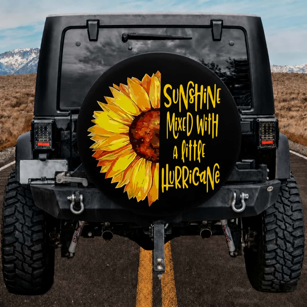 Sunshine Mixed With A Little Hurricane Sunflower Spare Tire Cover for Jeep