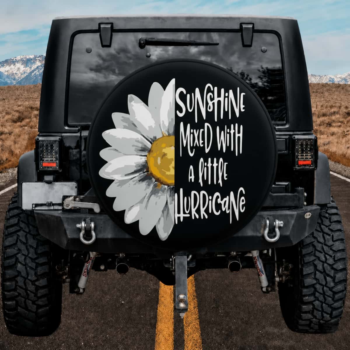 Sunshine Mixed With A Little Hurricane Daisy Spare Tire Cover for Jeep