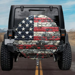 3D Distressed American Flag Brick Wall Spare Tire Cover