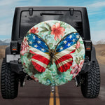 3D American Flag Butterfly Floral Spare Tire Cover