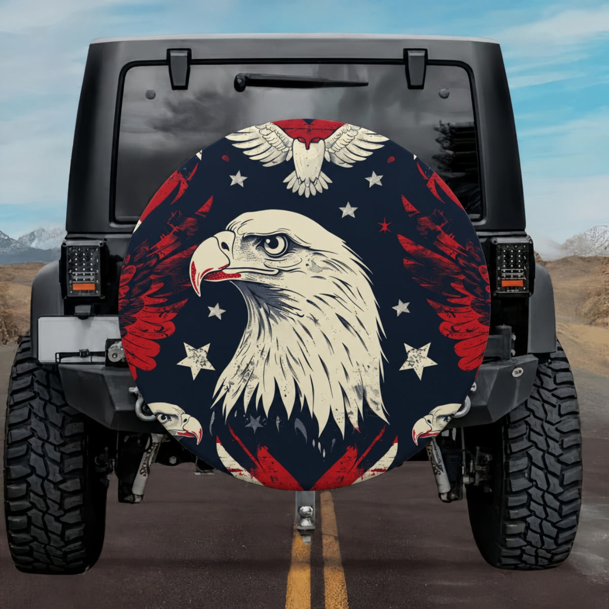 The Crest of Freedom 3D Retro Symmetrical Eagle Patriotic Tire Cover