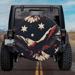 Distressed Blackout Stars and Stripes Flying Bald Eagle SUV Tire Cover