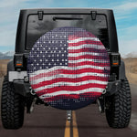 3D Halftone Dots American Flag Wavy Spare Tire Cover