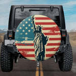 Retro American Flag Lady Liberty Silhouette SUV Tire Cover