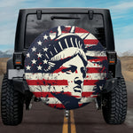 3D Statue of Liberty Face Close-up American Flag Tire Cover