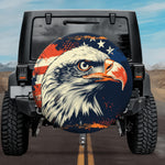 Vintage Distressed Bald Eagle American Flag Spare Tire Cover