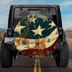 Retro Americana Flag Badge Pattern SUV Spare Tire Cover