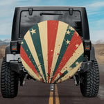 Retro Americana Patriotic Sunburst Flag SUV Tire Cover