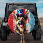 Whimsical German Shepherd Patriotic Uncle Sam Hat Spare Tire Cover