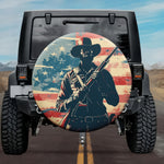 Patriotic Outlaw Cowboy American Flag Vintage SUV Tire Cover