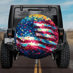 Artistic Patriotic Splatter Stars and Stripes SUV Tire Cover