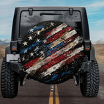 Distressed Blackout Law Enforcement Support Flag SUV Tire Cover