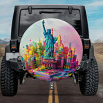 Dreamy Voxel Liberty Statue & City Skyline SUV Tire Cover