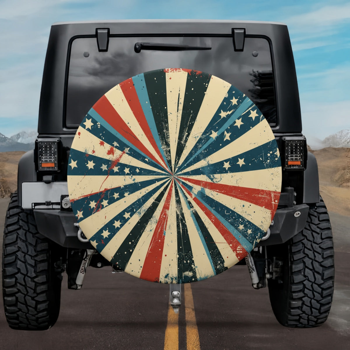 Classic Radial Americana Starry Pattern SUV Tire Cover