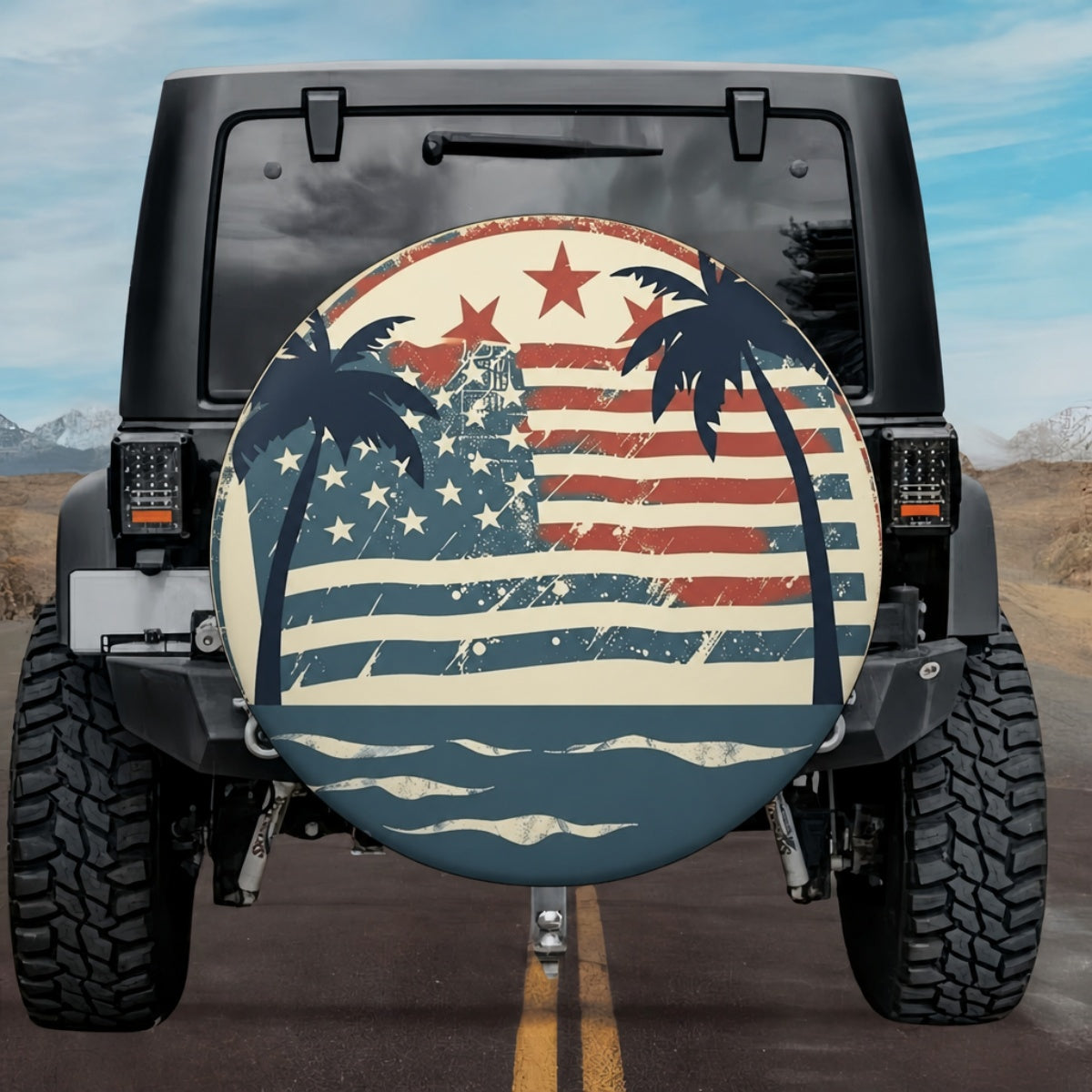Americana Beach Design Retro SUV Tire Cover
