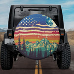 Retro Mountains & Full Moon American Flag Spare Tire Cover