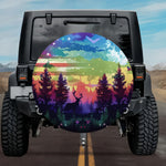 Deer in Forest American Flag Spare Tire Cover