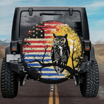 Vintage Distressed Owl American Flag Spare Tire Cover