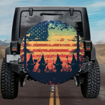 Vintage Distressed Gnome Silhouette American Flag Spare Tire Cover