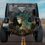 Virgo Guardian: Art Nouveau Celestial Goddess Spare Tire Cover