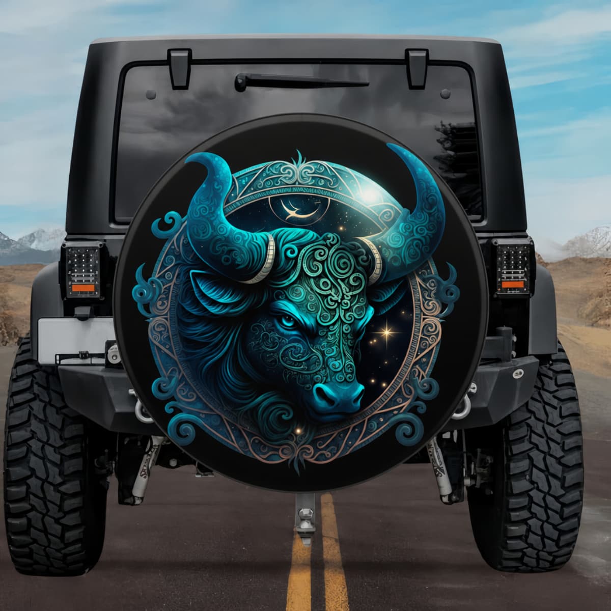 Taurus Guardian: Art Nouveau Celestial Zodiac Spare Tire Cover