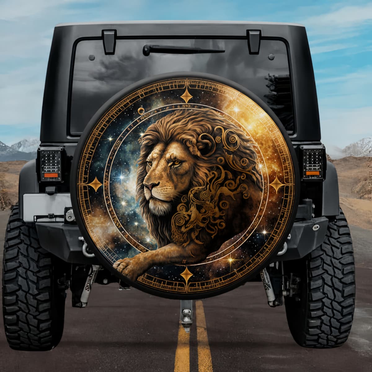 Leo King: Art Nouveau Celestial Zodiac Spare Tire Cover