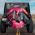 Zebra Soulmates: Vibrant Ink Explosion Spare Tire Cover