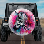 Vibrant Paint Drips Zebra: Colorful Splatter Spare Tire Cover